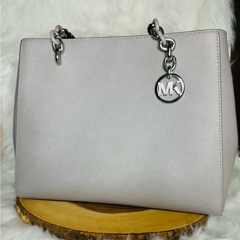 Michael Kors Gray Shoulder Bag with Silver Hardware